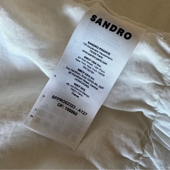 Sandro White Sigrid Twist Front Mini Shirt Dress Size 34 FR US 2 - Picture 8 of 9